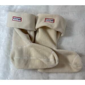 HUNTER Fleece Boot Liners Socks Inserts Cream Off-White Ivory Logo Medium US 5-7